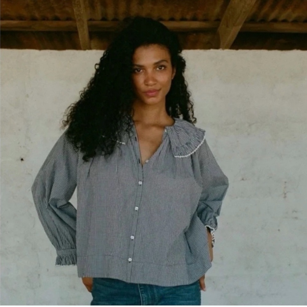 Doen Seychelle top azure paris Gingham
